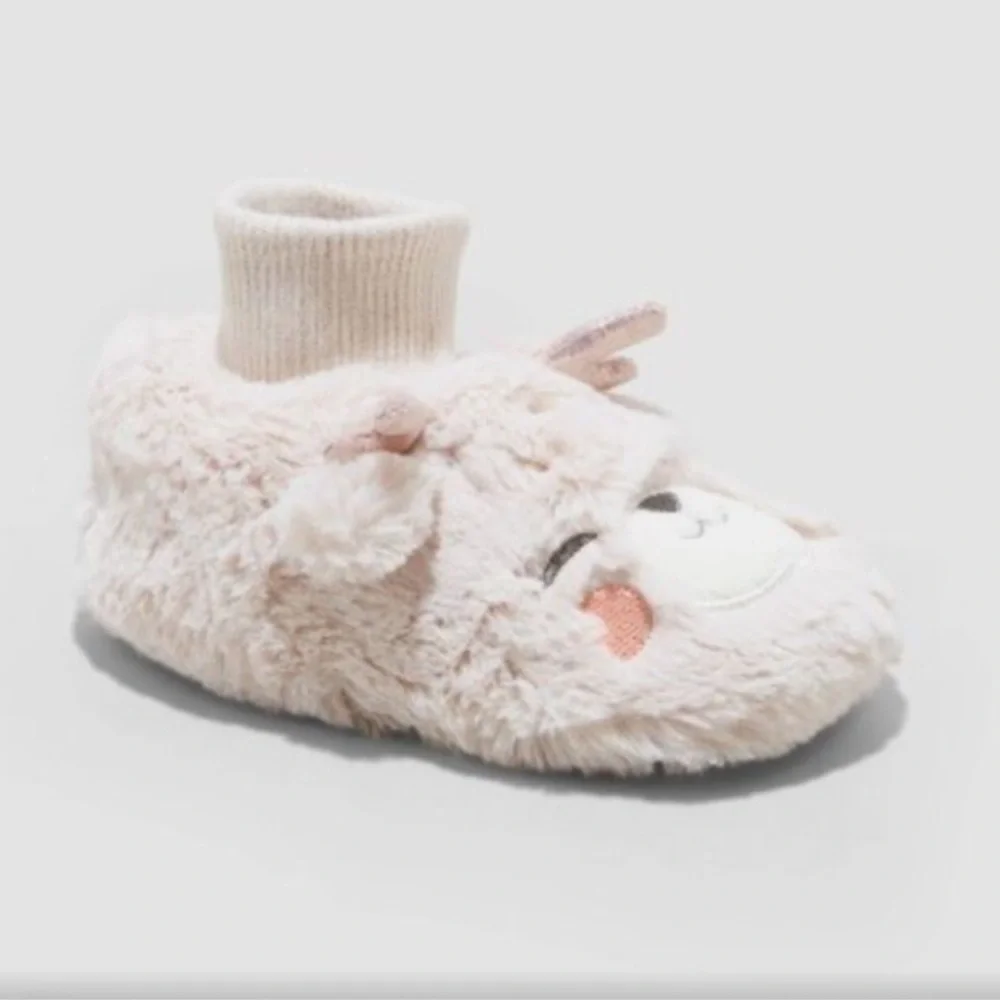 Cat & Jack Toddler Girls' Doe Fawn Bootie Slippers Medium 7/8T